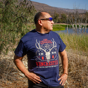 Winchester Classic - Western Flag Deer Skull - Short Sleeve T-Shirt
